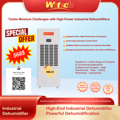kaufen Begrenztes Sonderangebot Mobiler Industrie-Luftentfeuchter 168L / Tag Schnelltrocknungsmodus Korrosionsschutz-Design für Bau-/Lagerbereiche Online-Herstellung
